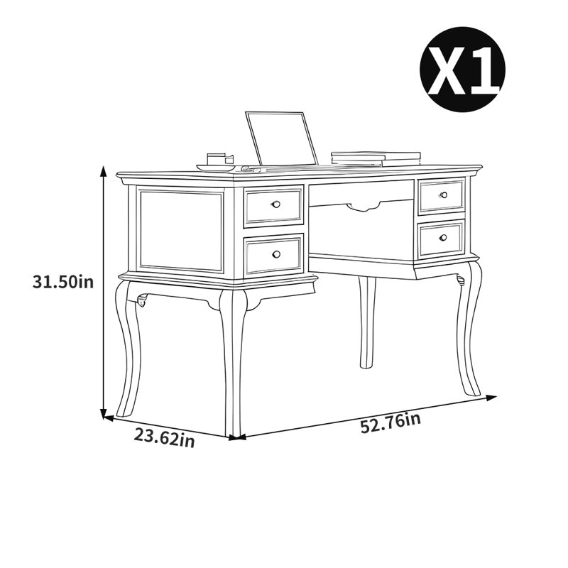 Bureau de style campagne américaine robuste et durable