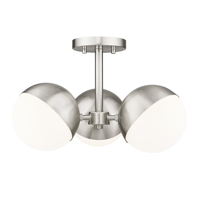 Plafonnier semi-encastré 3 lumières 17,25 po Jarne, Nickel brossé