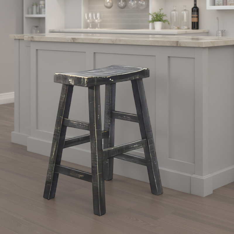Ensemble de 2 tabourets de comptoir, siège selle, en bois d'acajou, Noir, noir, noir, noir, 24"