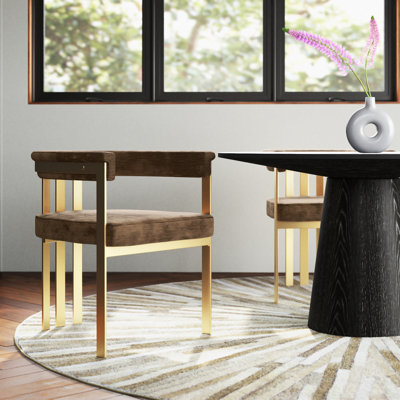 Chaise avec accoudoirs en velours Somer