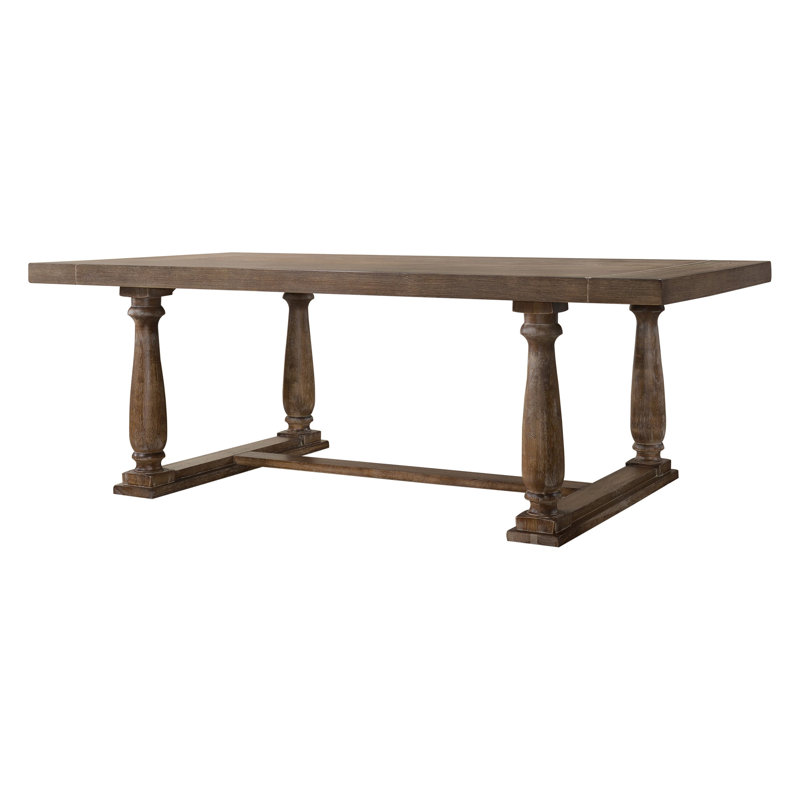 Charming Rustic Dining Table With Sturdy Construction And Classic Design, Oak
