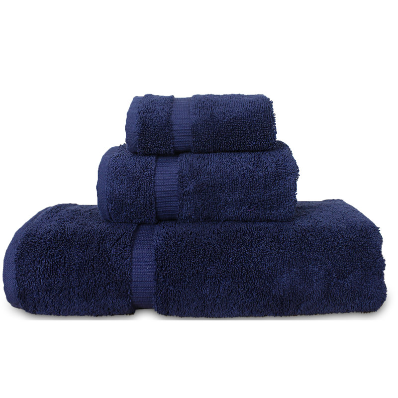 Ensemble de serviettes en coton turc 3 pièces Fixel, Bleu marine