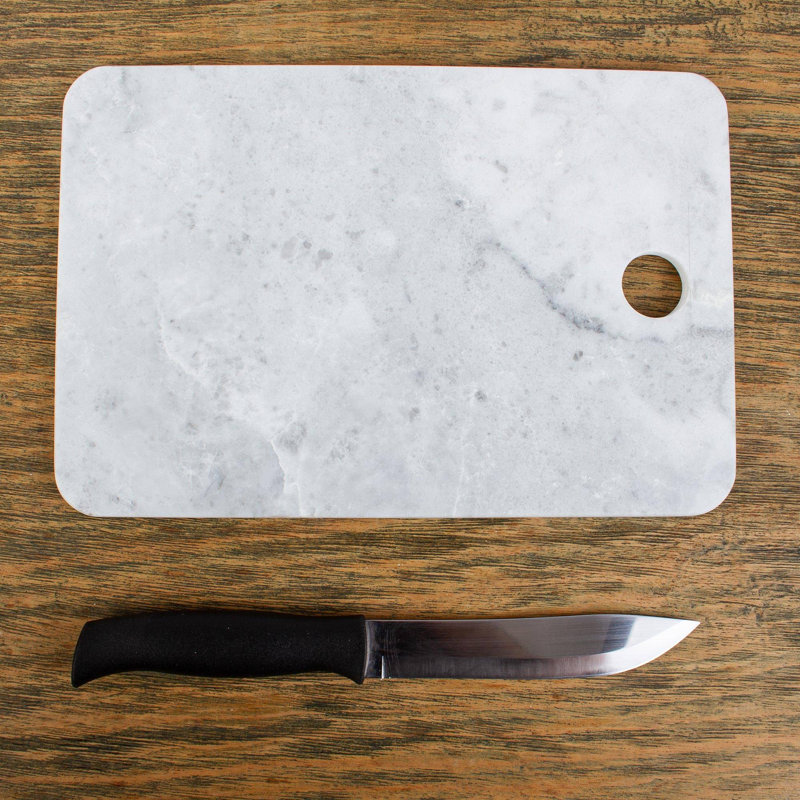 Everly Quinn Marble Cheese Board, White, 0.4" H x 11.75" W x 7.75" L