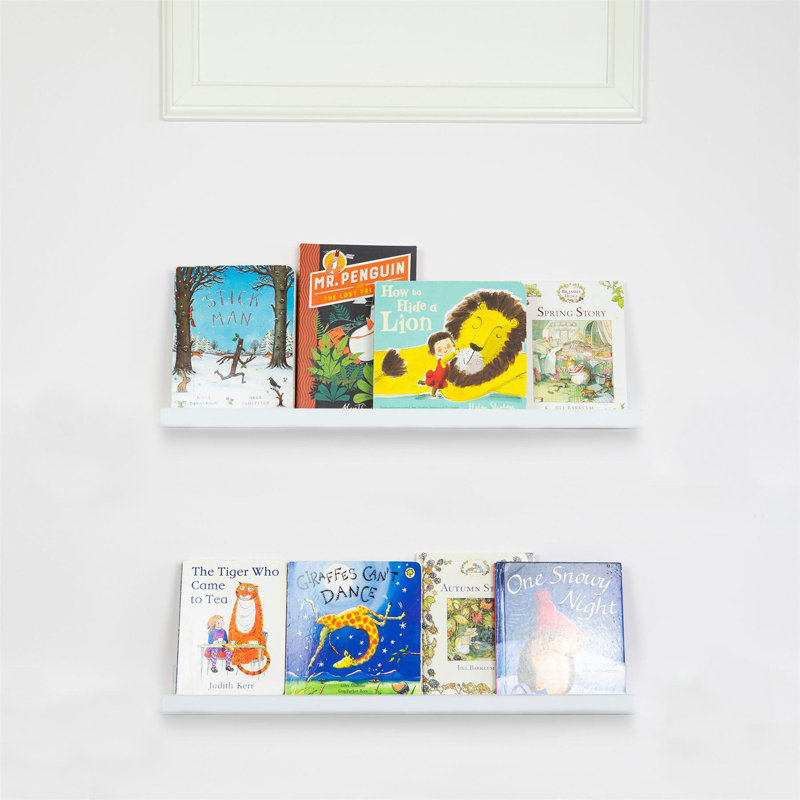 Harbour Housewares - Kids Floating Gallery Bookshelves, 4.5cm H x 56cm H x 8.5cm D, Off-White