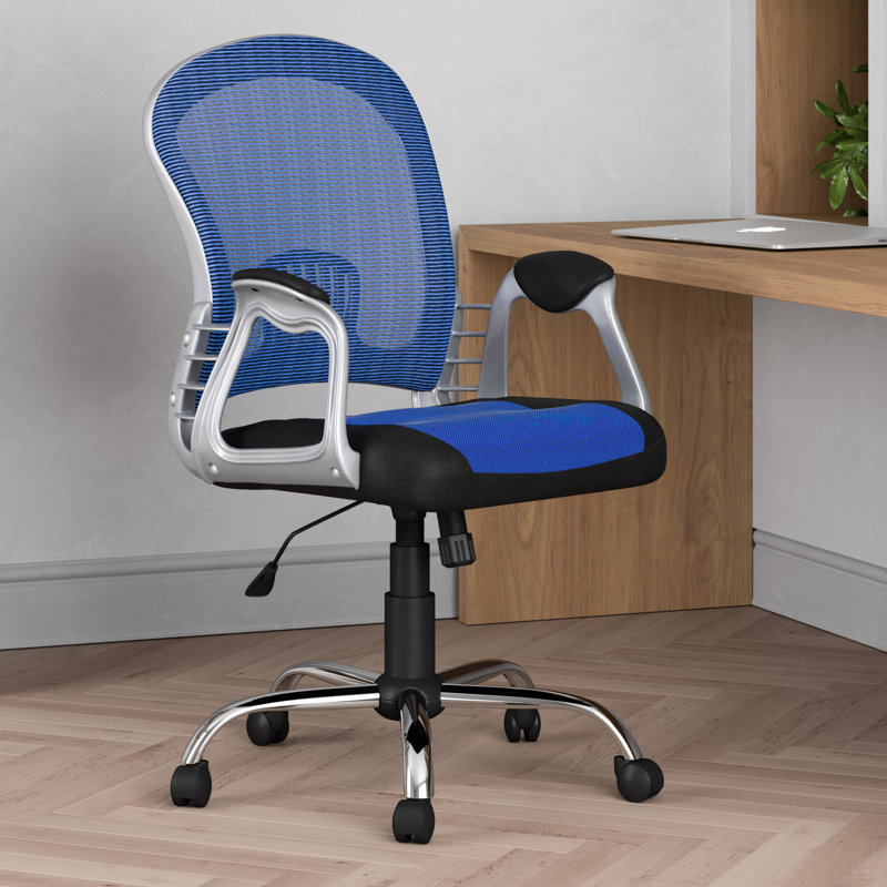 Chaise de travail en maille Clayborn, Bleu / Noir