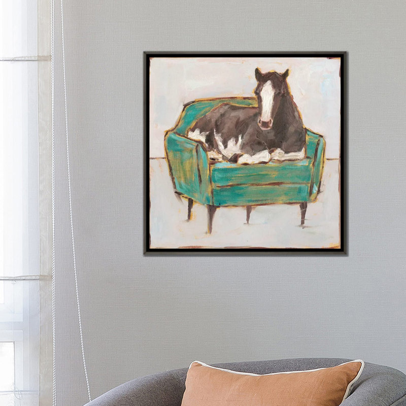 «Creature Comforts I» par Ethan Harper - reproduction d'art, Pas de tapis, Toile avec cadre gris