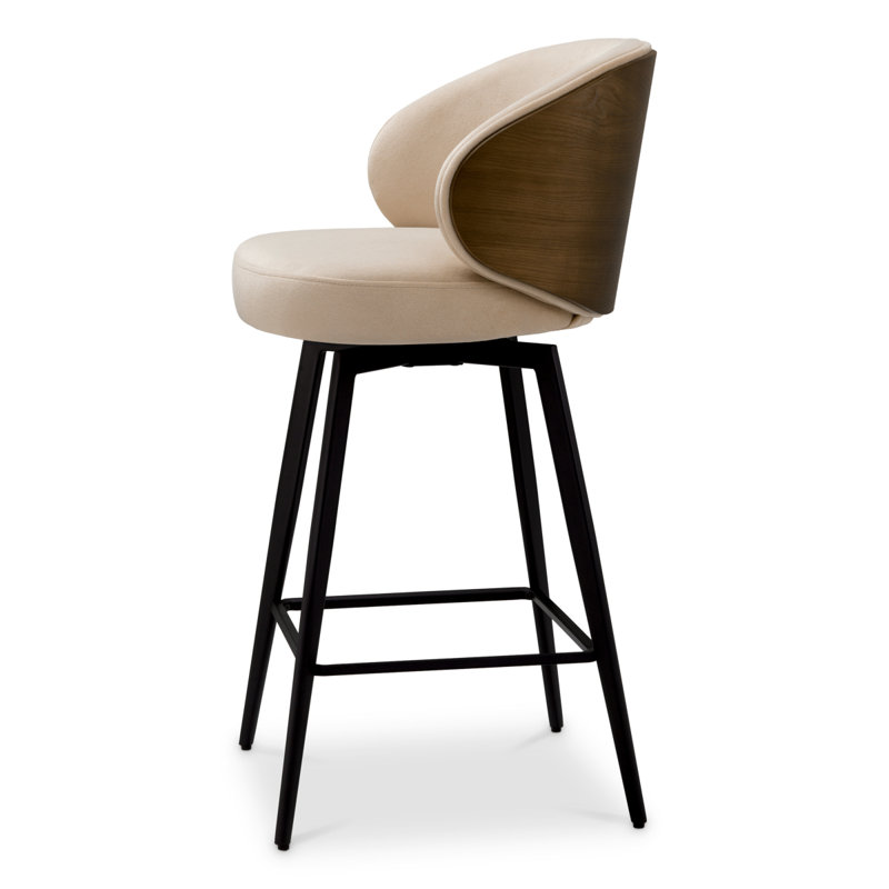 Swivel Upholstered Stool with Metal Frame, Sabino Beige, Counter Stool (26.77" Seat Height)