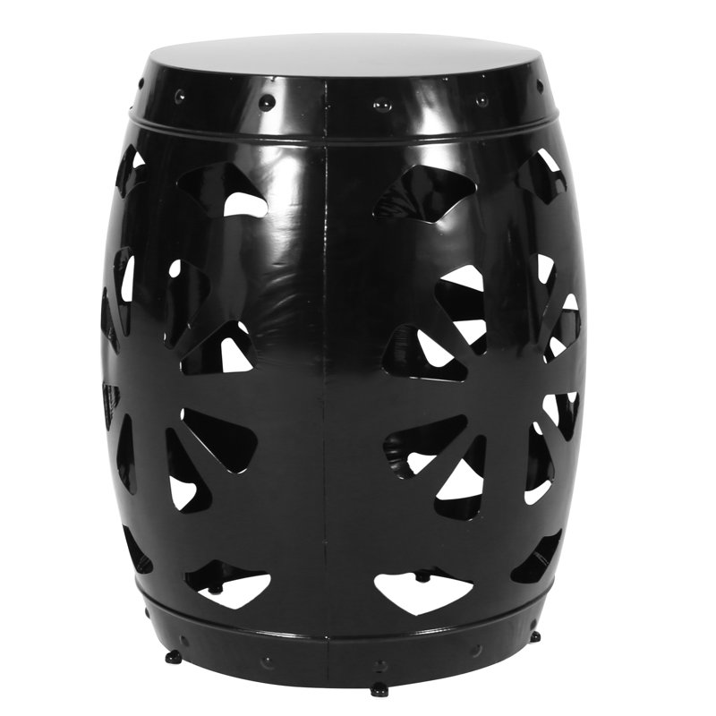 Table d'appoint en métal noir avec motif en fer élégant, 16,5 po x 16,5 po x 20,75 po, aucun assemblage requis, fabrication 16,50 po x 16,50 po x 20,75 po