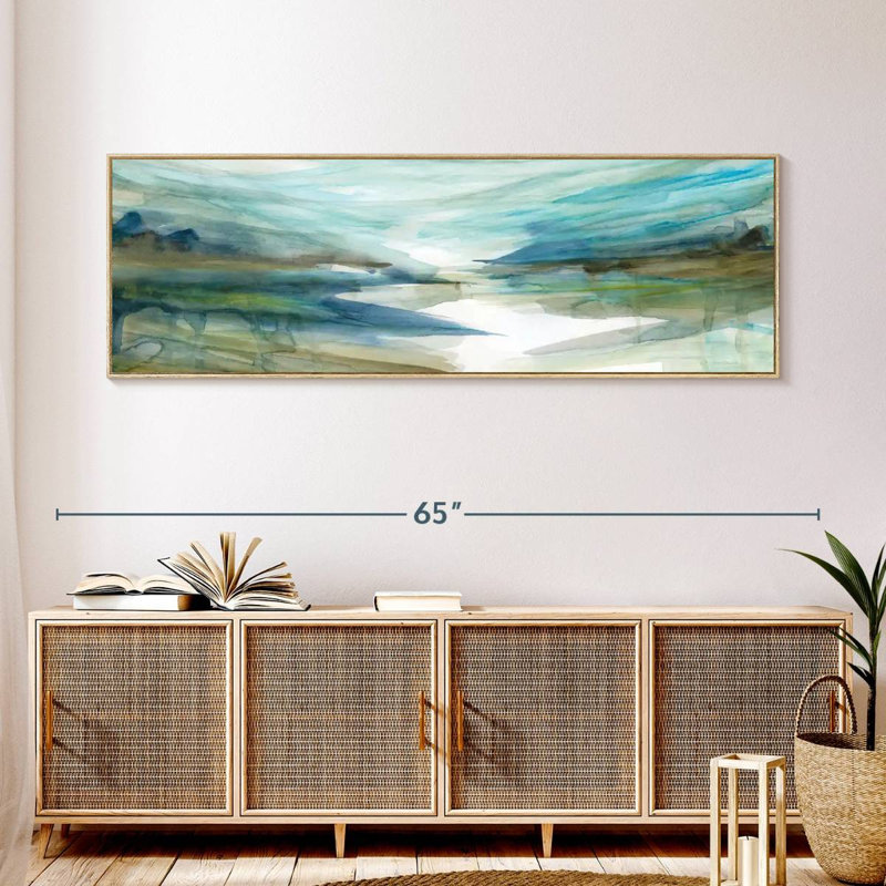 Spring Reflection II, Cadre flottant en bois naturel, 57 po x 19 po