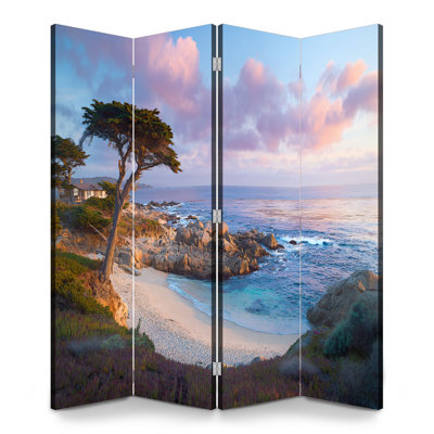 Cloison pliante 4 panneaux Royal Seascape Bay arbres Sunset California