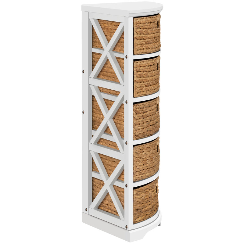 Solid Wood 5 Drawer Storage Drawers, White