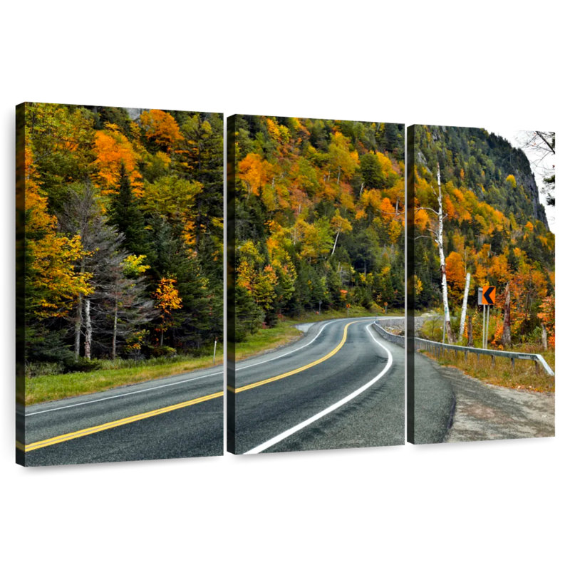 Route d'automne dans la forêt, H 36 po x l 57 po