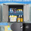 Armoire de rangement en métal avec serrure pour le garage, l'entrepôt, le mur noir et gris et la tablette réglable
