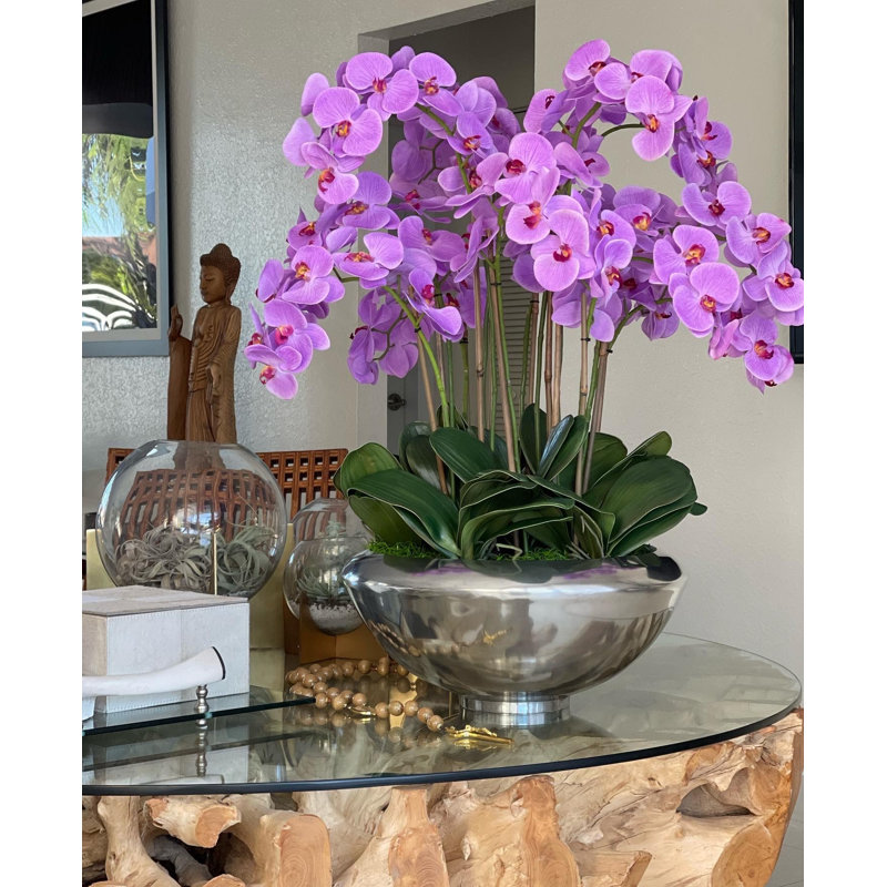 Orchid Floral Arrangement in Planter, Light Purple