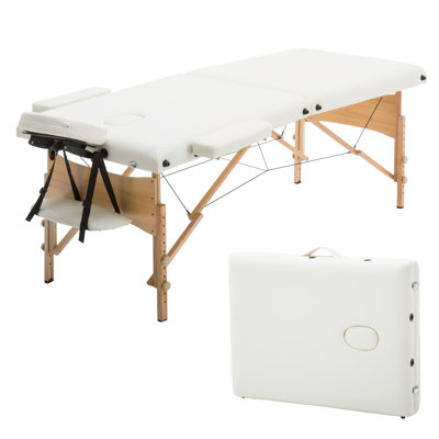 Massage Table 2 Section Foldable Tattoo Bed 73” Long Portable Massage Bed Adjustable Spa Bed With PU Leather Wooden Frame Adjustable Backrest & Headrest For Facial Care Tattoo Shop Foot Massage Mobile Massage