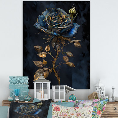 Glam Golden Rose on Black II - reproduction d'art sur toile