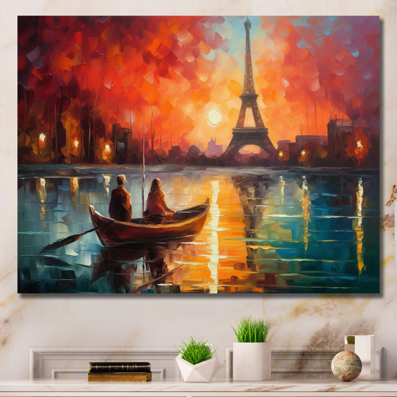 Peinture romantique sur toile I, soirée romantique, H 30 po x l 40 po x P 1,5 po, Toile tendue