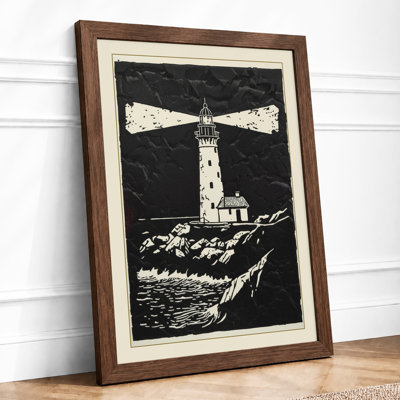 Lighthouse at Night Coastal - Framed Print