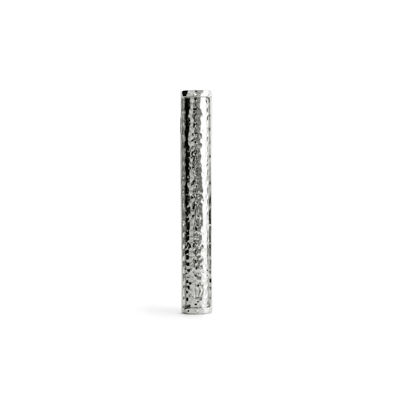 Hammertone Mezuzah, Silver, 6.25" H x 1" W x 1" D