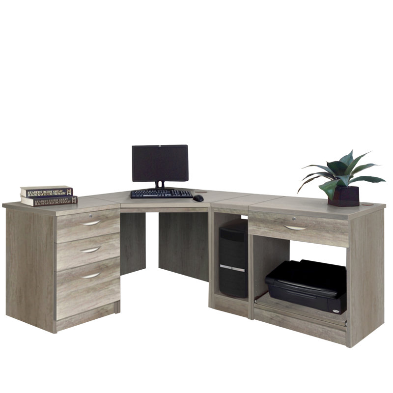 Brie L-Shaped Computer Desk, Grey Nebraska
