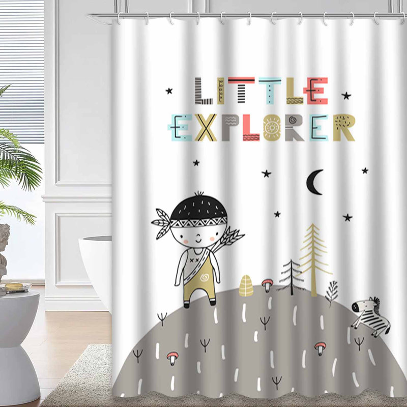 Petit rideau de douche avec 12 crochets, L 72 po x l 84 po