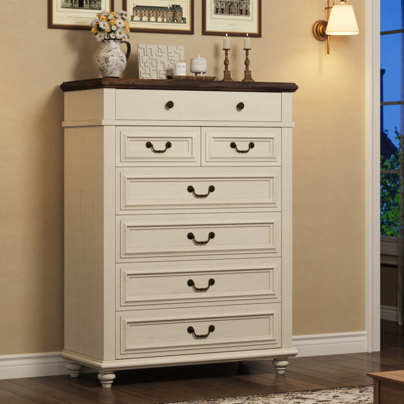 7 Drawer Dresser For Bedroom, White