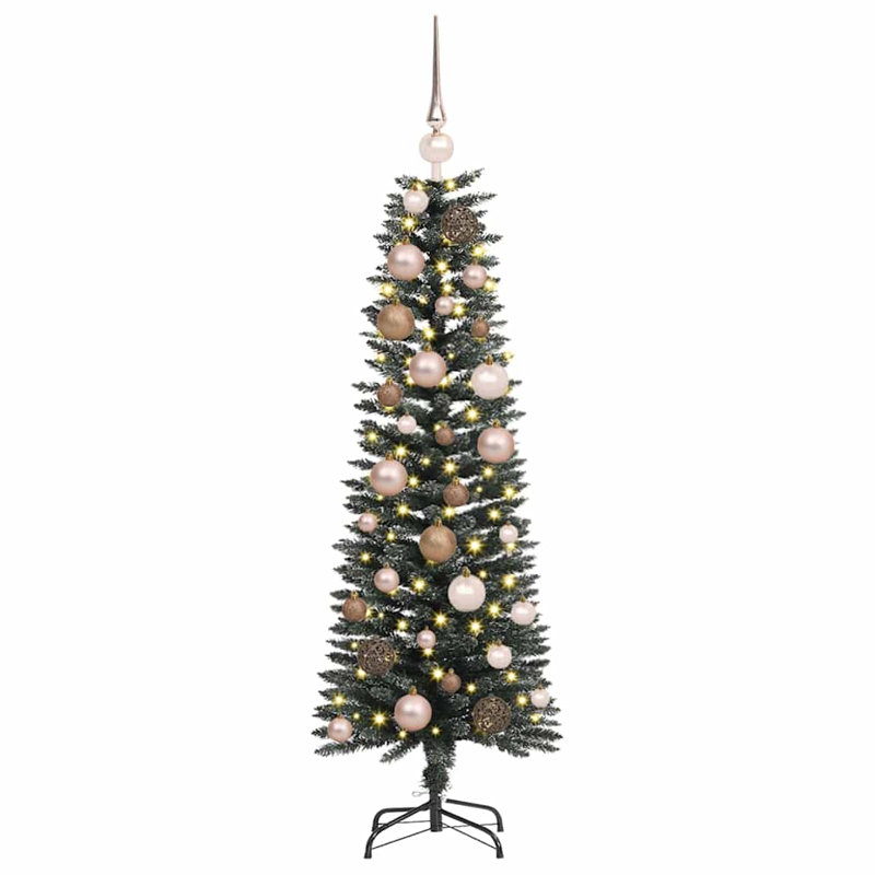 vidaXL Artificial Christmas Tree with Stand Green, 3.94 ft, Pink/Brown