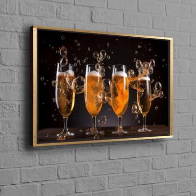 Champagne-Inspired Modern Canvas Print Wall Art Perfect for Office Decor and Cave or Living Room Decoration Ideal as a Gift for Beer Enthusiasts