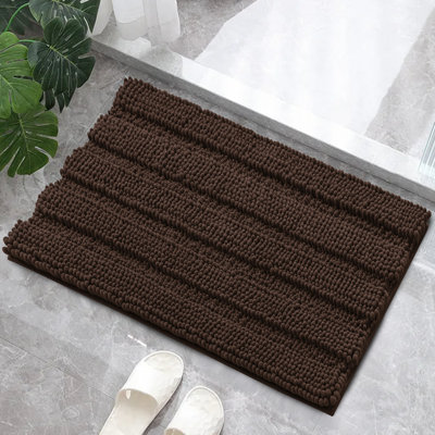 Faddis Soft Striped Rectangle Absorbent Non-Slip Bath Rug
