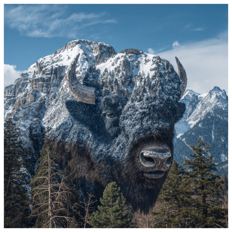 Couvre-lit matelassé Mountain Bison Illusion toutes tailles, Full / Double