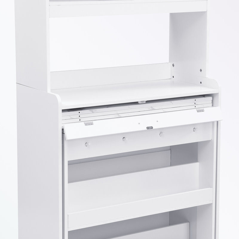 Armoire de cuisine avec huche et table de salle à manger pliable, Blanc