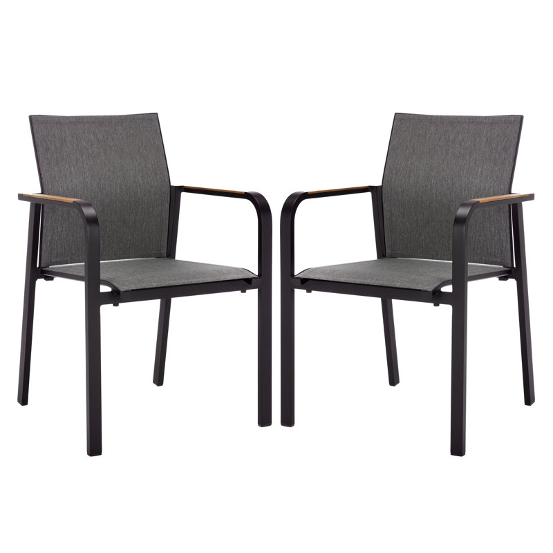 Fauteuil Dexter avec ensemble en teck 2, Noir