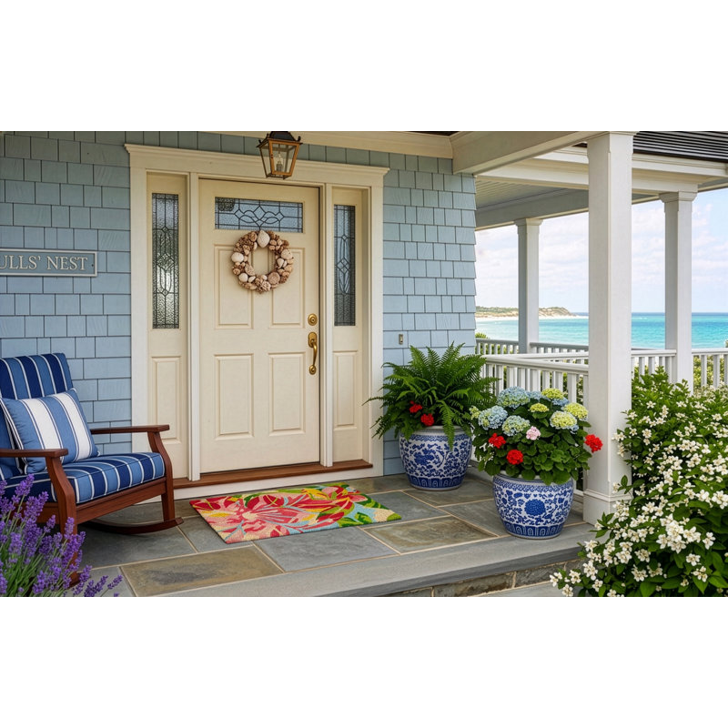 Hibiscus Pink Outdoor Doormat, Pink