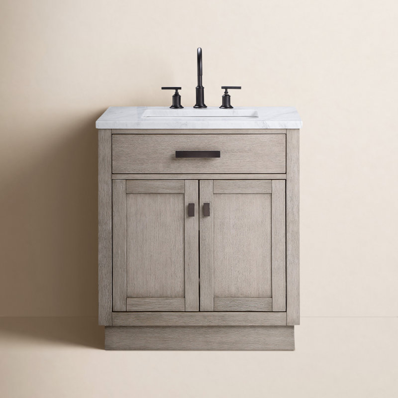 Chestnut 30" Single Bathroom Vanity With Counter Top, Cabinet, Basin(S) Only, 30"W x 21.6"D x 34.2"H, Gray Oak