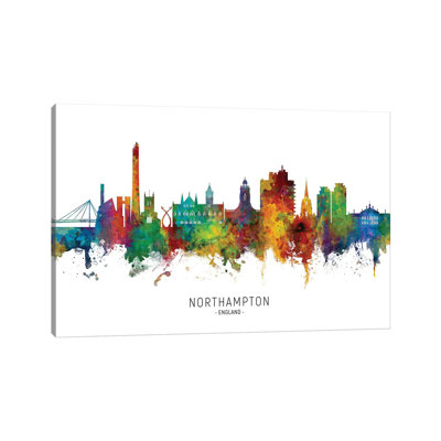 Northampton England Skyline by Michael Tompsett - Wrapped Canvas Painting