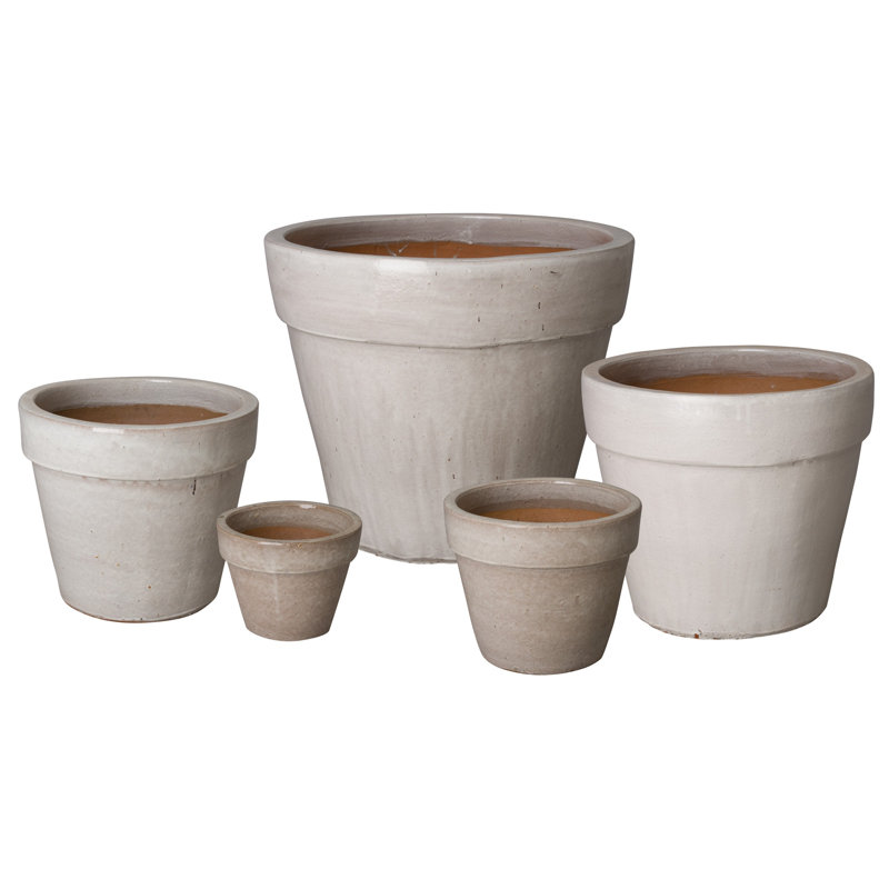 Siller Handmade Ceramic Planter, Distressed White, 24" H x 28" W x 28" D