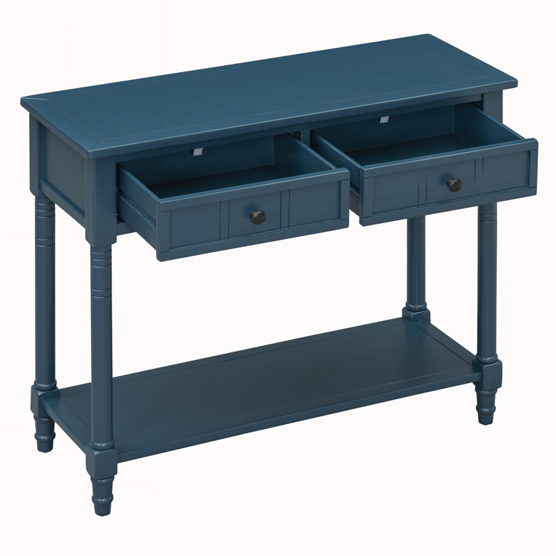 Console de style traditionnel avec deux tiroirs, Bleu marine foncé