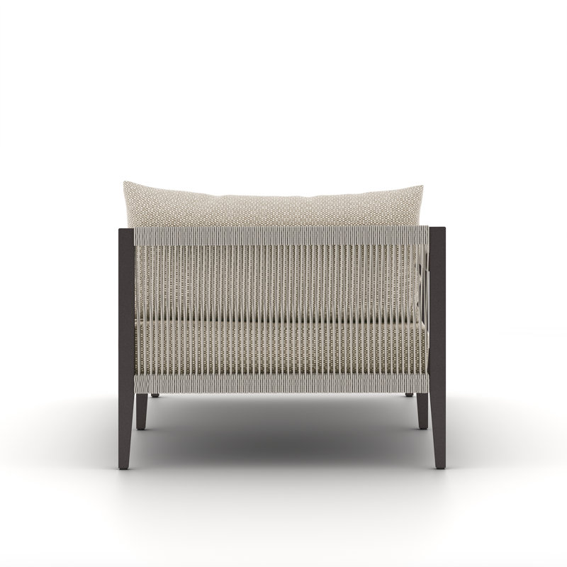 Sherwood Outdoor Teak Chaise Lounge, Microfiber Satin, Black/Gray