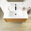 Meuble-lavabo de 36 po avec lavabo, armoire de rangement murale en contreplaqué flottant avec tiroirs, lavabo en céramique blanche