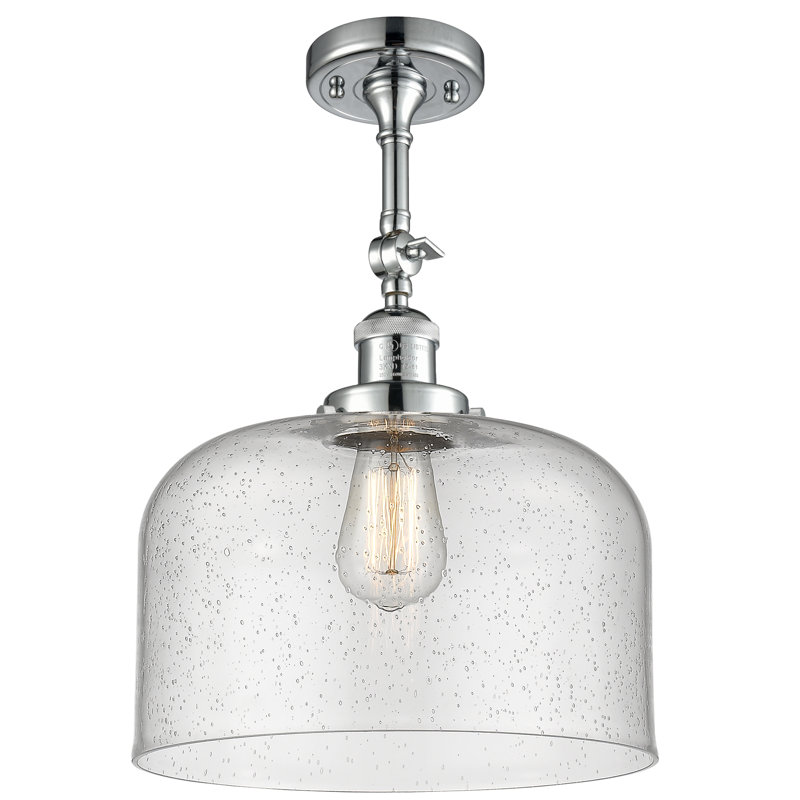 Plafonnier semi-encastré 1 lumière 12 po Temescal, Ampoule DEL 6 watts Vinage, Grainé, Chrome poli