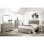 Mobilier de chambre à coucher moderne: lit à panneau double avec capitonnage à boutons de tête de lit beige et base en bois massif-700724019
