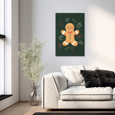 «Happy Gingerbread Man», impression d'art contemporain contemporain paysage d'hiver