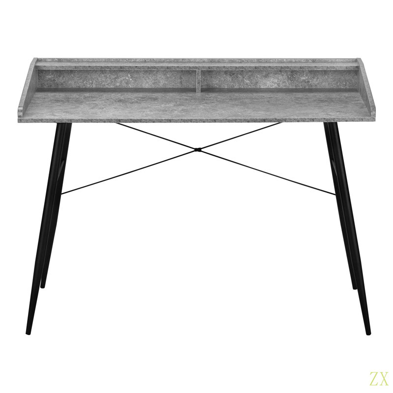Bureau d'ordinateur, bureau personnel, ordinateur portable, tablettes de rangement, L 48 po, travail, stratifié aspect marbre, métal, contemporain, moderne