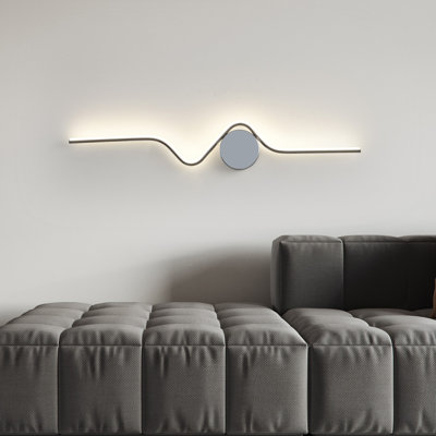 Heidamos 34.25" W Dimmable LED Flush Mounted Wall Sconce 