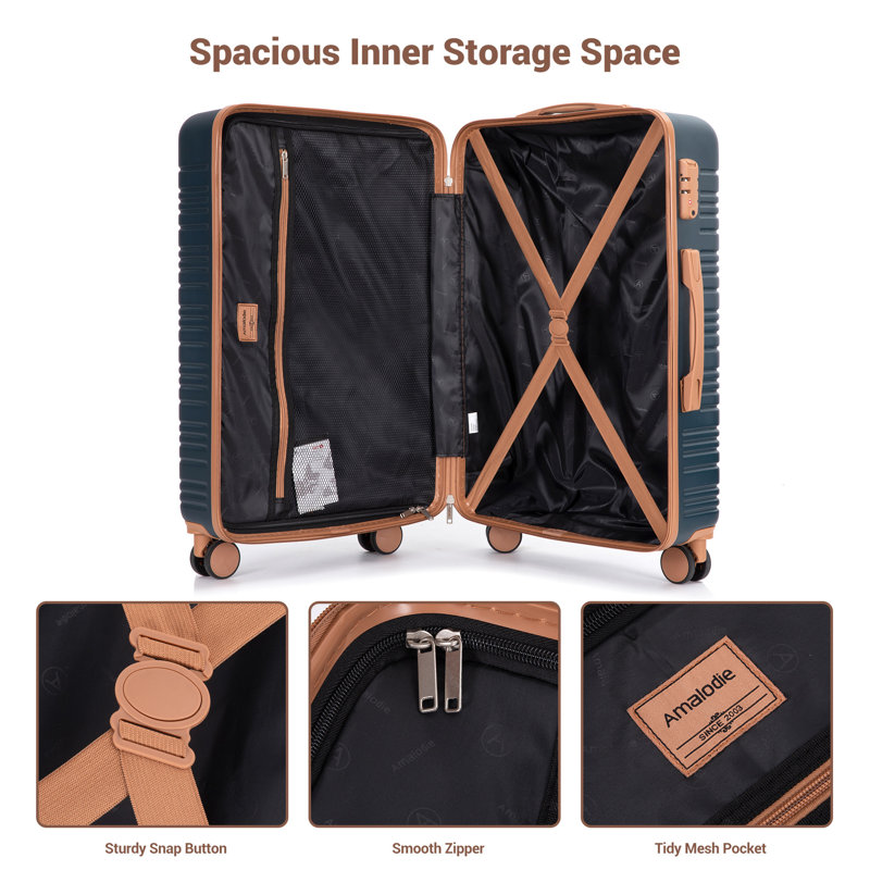 6 Piece Luggage Set, Dark Green