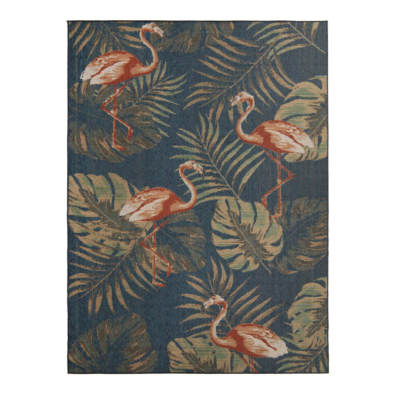 Tapis intérieur / extérieur bleu marine Rolla, Rectangle 9 pi x 12 pi