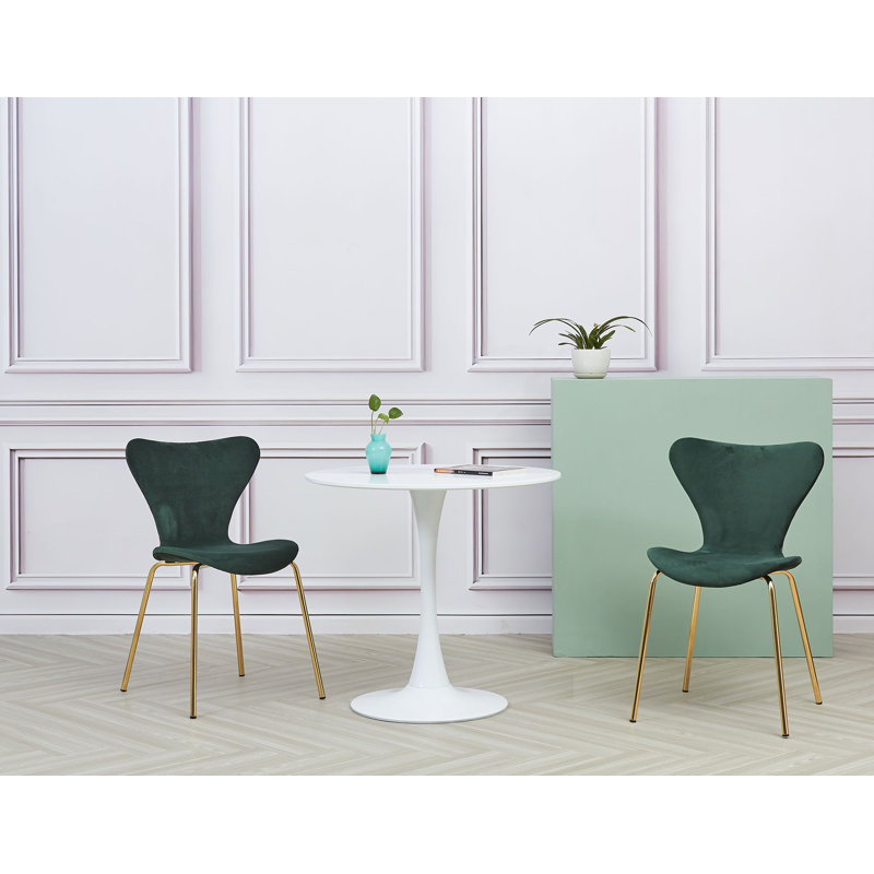 Liliana 4 - Person Dining Set with 2 Velvet Upholstered Dining Chairs, Green