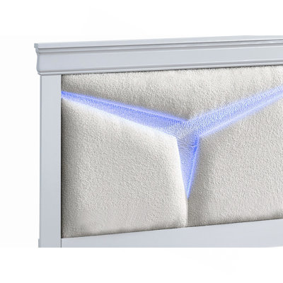 Lit simple (matelas non inclus), blanc scintillant