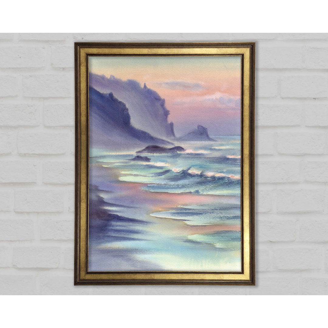 Ocean Waves Against The Mountain Rocks - Einzelne Bilderrahmen Kunstdrucke