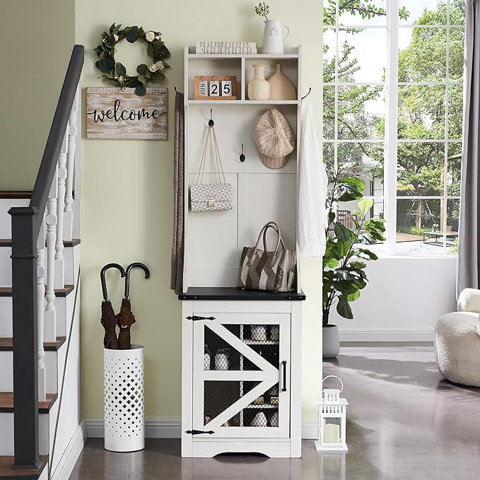 Farmhouse Entry Coat Rack Bench Welwick Designs Modern Farmhouse